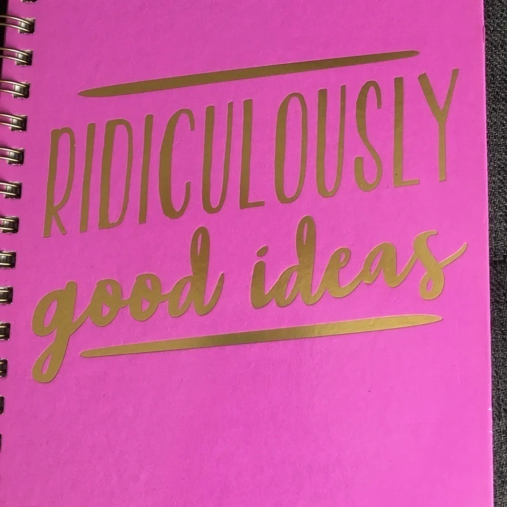 “RIDICULOUSLY good ideas” Spiral Bound, Lined Journal, Pink, White, 120 pages